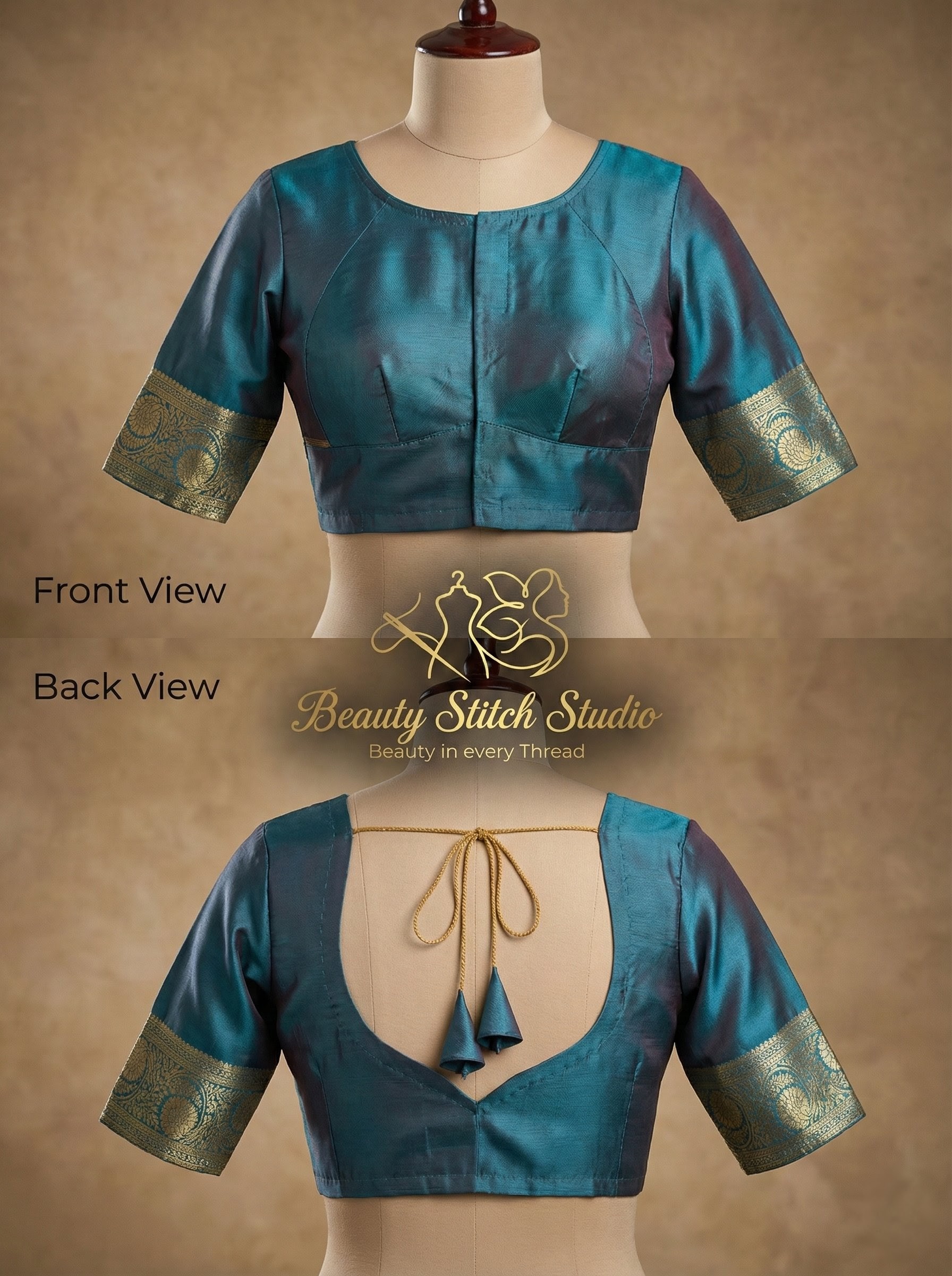 Teal couture blouse